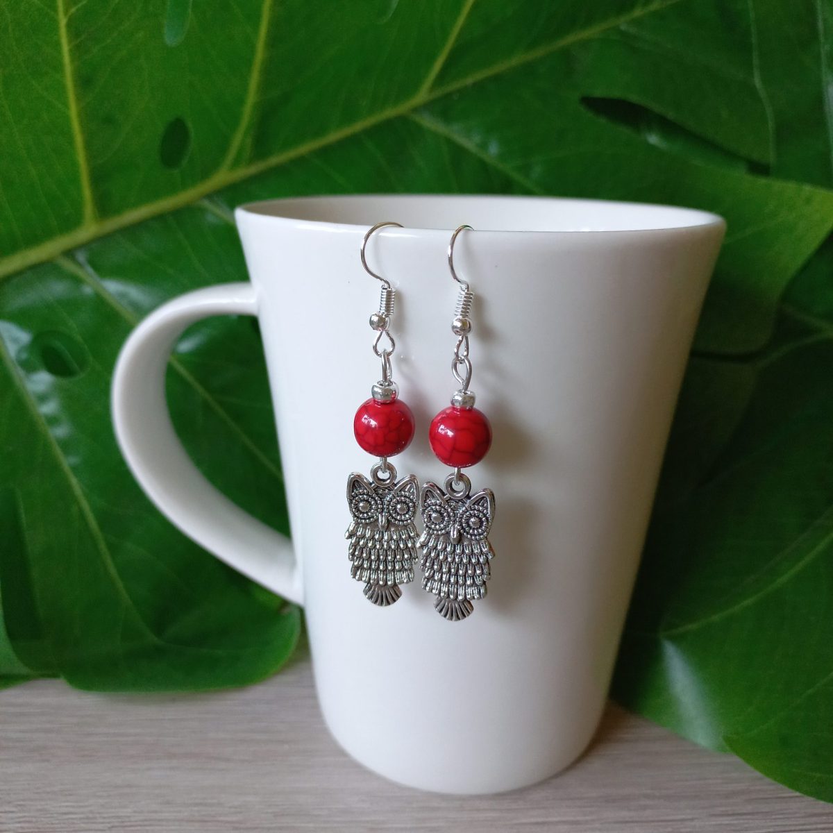 minđuše sova crvene