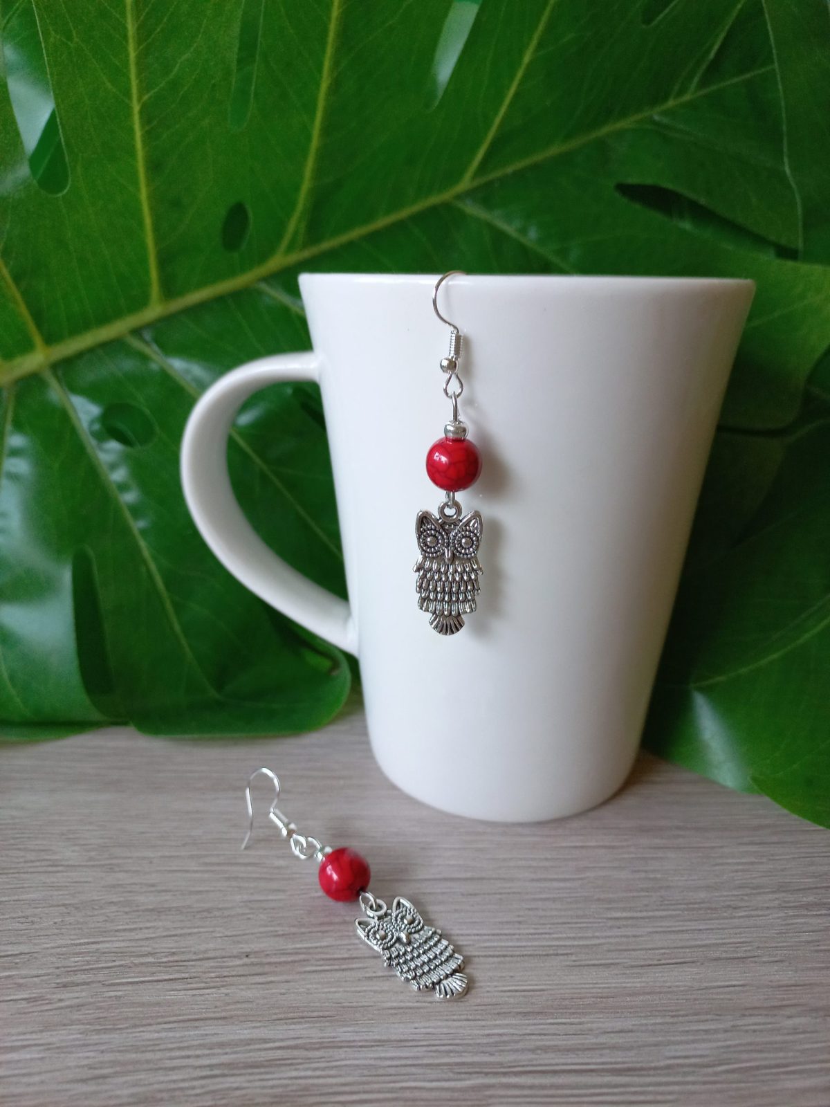 minđuše sova crvene